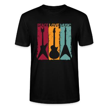 Gitarre Retro Vintage - Stanley/Stella Unisex Bio-T-Shirt CRAFTER - Schwarz - Vorne - Alina (178cm) & Michal (187cm)