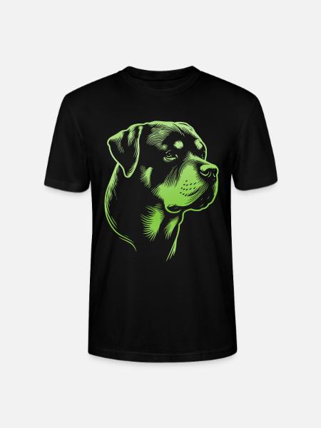 Rottweiler, dog head, drawing green - Stanley/Stella CRAFTER Unisex Organic T-Shirt - black