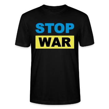 ukraine stop war - Stanley/Stella Unisex Bio-T-Shirt CRAFTER - Schwarz - Vorne - Alina (178cm) & Michal (187cm)