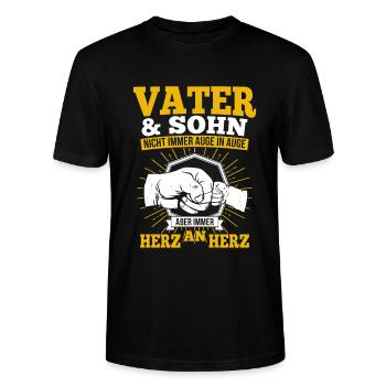 Vater und Sohn - Stanley/Stella Unisex Bio-T-Shirt CRAFTER - Schwarz - Vorne - Alina (178cm) & Michal (187cm)