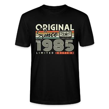Original 1985 Jahrgang Retro Geburtstag Geschenk - Stanley/Stella Unisex Bio-T-Shirt CRAFTER - Schwarz - Vorne - Alina (178cm) & Michal (187cm)