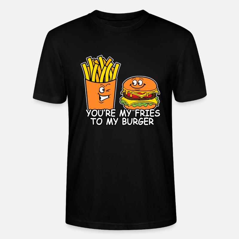 Burger avec hamburger repas de frites de restauration rapide - T-shirt bio CRAFTER Stanley Stella Unisexe - noir