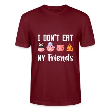 Vegan Vegan Vegan Vegetarian Eating Healthy - Stanley/Stella CRAFTER Unisex Organic T-Shirt - burgundy - Front - Alina (178cm) & Michal (187cm)