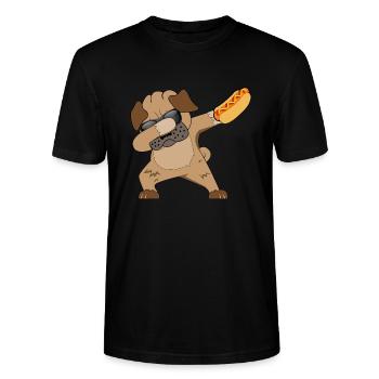 DAB HOT DOG - Hund - Essen lecker - Mops - Stanley/Stella Unisex Bio-T-Shirt CRAFTER - Schwarz - Vorne - Alina (178cm) & Michal (187cm)