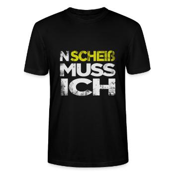 N SCHEIß MUSS ICH - lustiger Spruch - Stanley/Stella Unisex Bio-T-Shirt CRAFTER - Schwarz - Vorne - Alina (178cm) & Michal (187cm)
