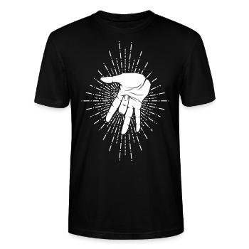 Love Finger White - T-shirt bio CRAFTER Stanley Stella Unisexe - noir - Devant - Alina (178cm) & Michal (187cm)