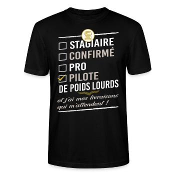 Routier - Chauffeur de poids lourds - T-shirt bio CRAFTER Stanley Stella Unisexe - noir - Devant - Alina (178cm) & Michal (187cm)