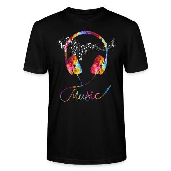 Musik - Stanley/Stella Unisex Bio-T-Shirt CRAFTER - Schwarz - Vorne - Alina (178cm) & Michal (187cm)