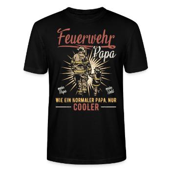 Feuerwehr Papa wie ein normaler Papa nur cooler - Stanley/Stella Unisex Bio-T-Shirt CRAFTER - Schwarz - Vorne - Alina (178cm) & Michal (187cm)