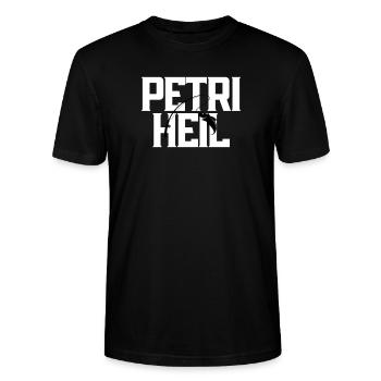 Petri Heil Angel Fisch - Stanley/Stella Unisex Bio-T-Shirt CRAFTER - Schwarz - Vorne - Alina (178cm) & Michal (187cm)
