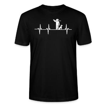 Herzschlag Jäger Jagdhund - Stanley/Stella Unisex Bio-T-Shirt CRAFTER - Schwarz - Vorne - Alina (178cm) & Michal (187cm)
