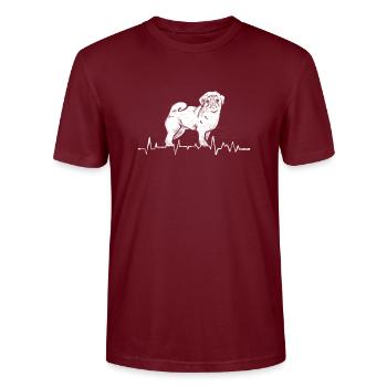 Herzschlag Pulsschlag Hund - Stanley/Stella Unisex Bio-T-Shirt CRAFTER - Burgunderrot - Vorne - Alina (178cm) & Michal (187cm)