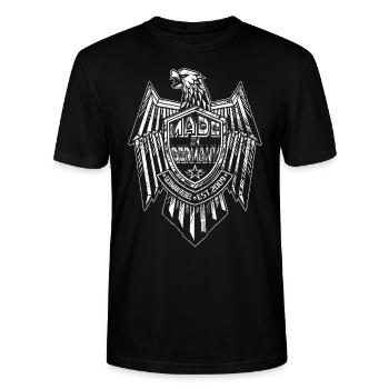 Fabriqué en Allemagne - T-shirt bio CRAFTER Stanley Stella Unisexe - noir - Devant - Alina (178cm) & Michal (187cm)