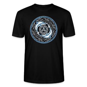 Dauphins celtes - T-shirt bio CRAFTER Stanley Stella Unisexe - noir - Devant - Alina (178cm) & Michal (187cm)