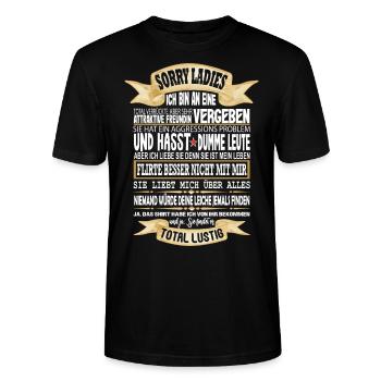 Sorry Ladies Kerl Freundin Vergeben Lustige Liebe - Stanley/Stella Unisex Bio-T-Shirt CRAFTER - Schwarz - Vorne - Alina (178cm) & Michal (187cm)