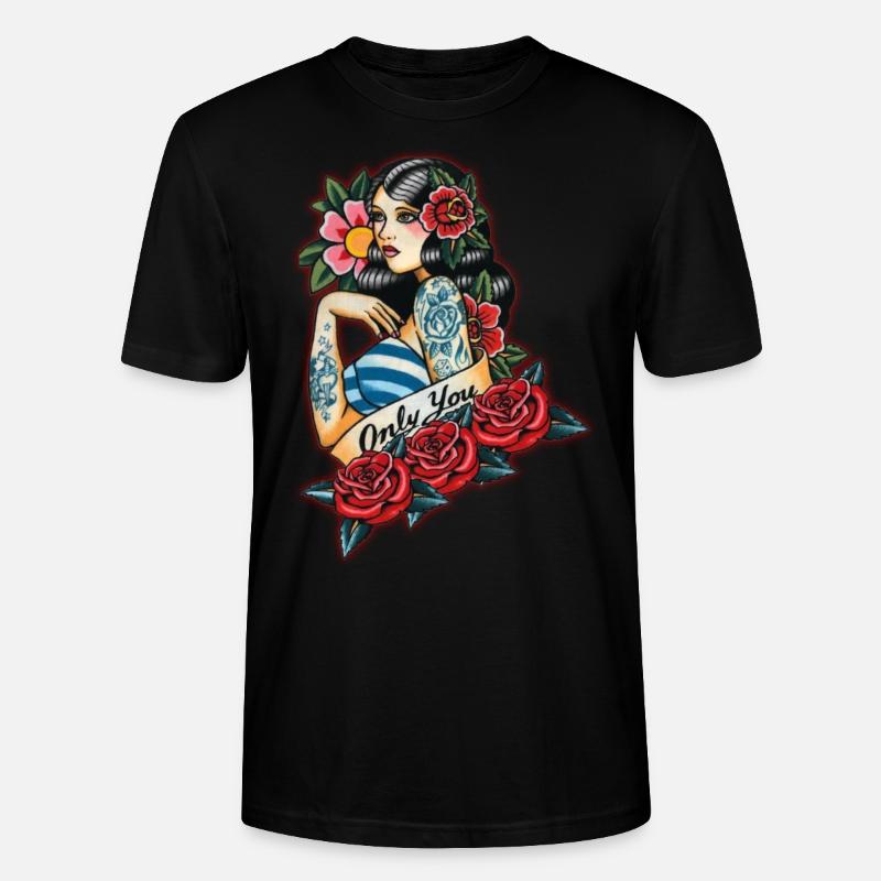 Tattoo Pin Up Gitana Blumen - Stanley/Stella Unisex Bio-T-Shirt CRAFTER - Schwarz