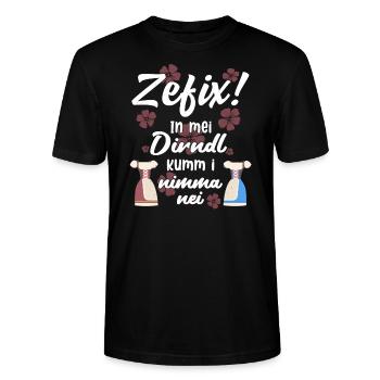 Zefix Dirndl passt nicht mehr - lustig Bayerisch - Stanley/Stella Unisex Bio-T-Shirt CRAFTER - Schwarz - Vorne - Alina (178cm) & Michal (187cm)