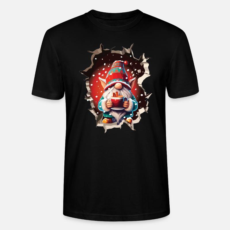 Hiver, Noël, Gnome, Percée, Trou - T-shirt bio CRAFTER Stanley Stella Unisexe - noir