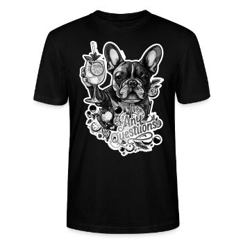 Bulldog Any Questions. Black and white - Stanley/Stella Unisex Bio-T-Shirt CRAFTER - Schwarz - Vorne - Alina (178cm) & Michal (187cm)