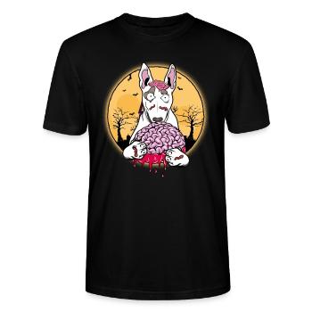 Bull Terrier Bullterrier Halloween Zombie Hund - Stanley/Stella Unisex Bio-T-Shirt CRAFTER - Schwarz - Vorne - Alina (178cm) & Michal (187cm)