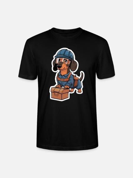 Gravhund i kostume håndværker gravhund med - Stanley Stella CRAFTER unisex økologisk-T-shirt - sort