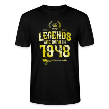 1948 legends born in - Stanley/Stella CRAFTER Unisex Organic T-Shirt - black - Front - Alina (178cm) & Michal (187cm)