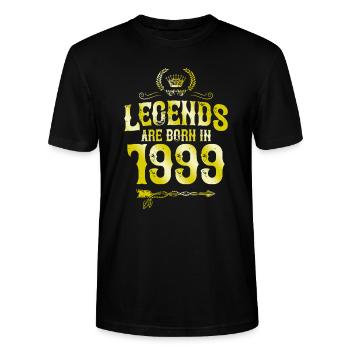 1999 légendes nées en - T-shirt bio CRAFTER Stanley Stella Unisexe - noir - Devant - Alina (178cm) & Michal (187cm)
