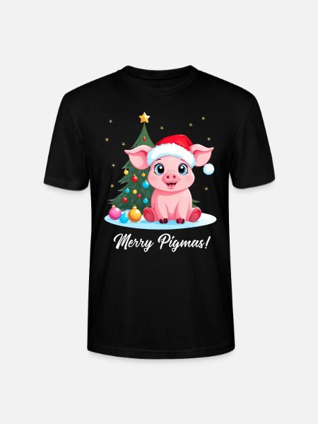 Schwein Weihnachten Landwirt Merry Pigmas - Stanley/Stella Unisex Bio-T-Shirt CRAFTER - Schwarz