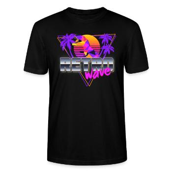 synthwave dinosaur - Stanley/Stella Unisex Bio-T-Shirt CRAFTER - Schwarz - Vorne - Alina (178cm) & Michal (187cm)