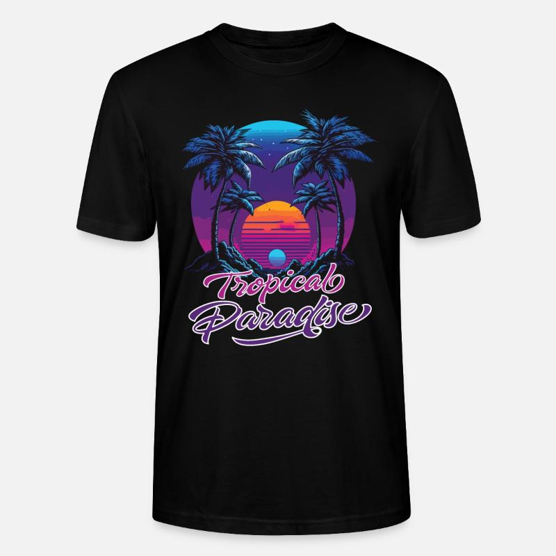 Tropical Paradise Sunset - Stanley/Stella Unisex Bio-T-Shirt CRAFTER - Schwarz