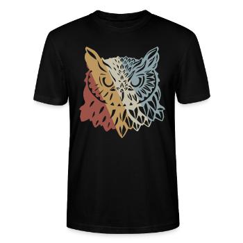 Owl Retro Style Vintage - T-shirt bio CRAFTER Stanley Stella Unisexe - noir - Devant - Alina (178cm) & Michal (187cm)