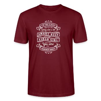 Zodiac Virgo - Stanley/Stella CRAFTER Unisex Organic T-Shirt - burgundy - Front - Alina (178cm) & Michal (187cm)