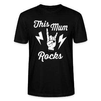 This Mum Rocks - Stanley/Stella CRAFTER Unisex Organic T-Shirt - black - Front - Alina (178cm) & Michal (187cm)