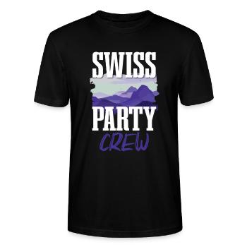 Swiss Party Crew - T-shirt bio CRAFTER Stanley Stella Unisexe - noir - Devant - Alina (178cm) & Michal (187cm)