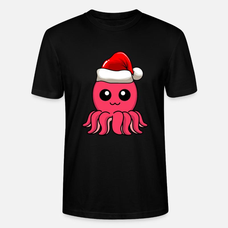 Krake Comic Weihnachten - Stanley/Stella Unisex Bio-T-Shirt CRAFTER - Schwarz