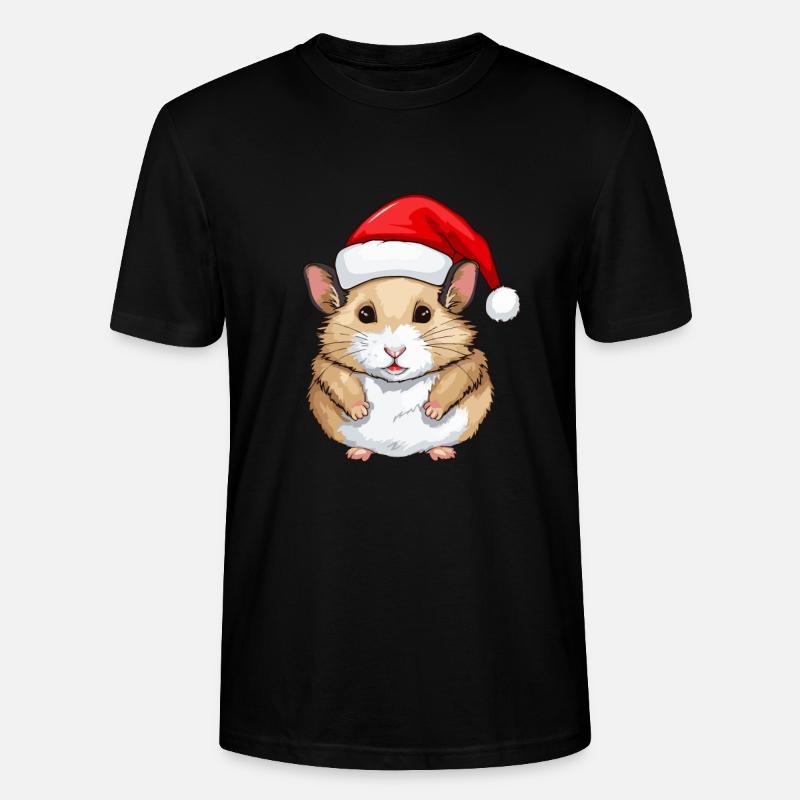 Hamster Weihnachten Tier Kopf - Stanley/Stella Unisex Bio-T-Shirt CRAFTER - Schwarz