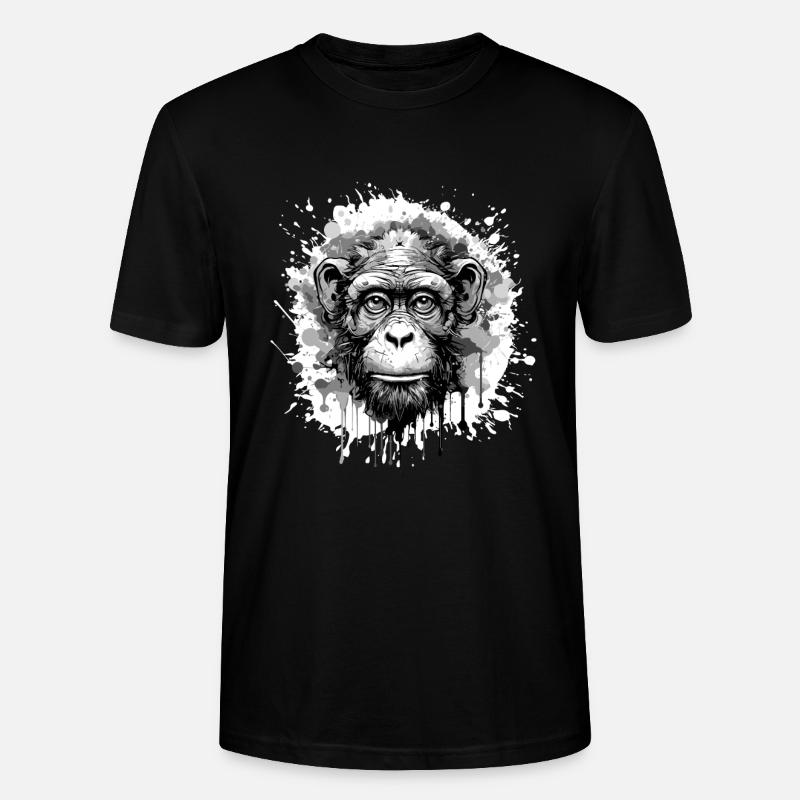Affe Kopf Porträt Tier - Stanley/Stella Unisex Bio-T-Shirt CRAFTER - Schwarz