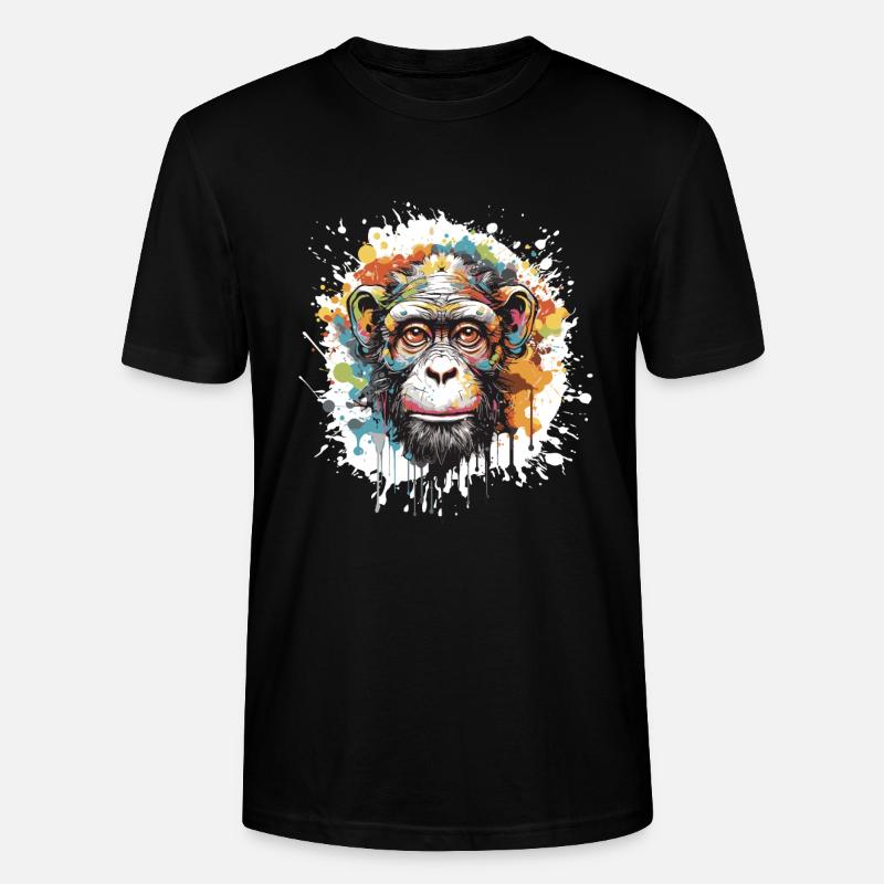 Monkey Pop Art Head - Stanley/Stella CRAFTER Unisex Organic T-Shirt - black