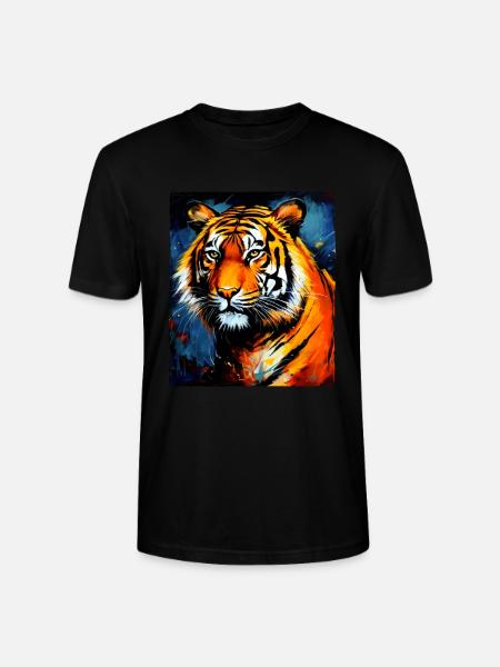 Tiger Portrait - Stanley/Stella Unisex Bio-T-Shirt CRAFTER - Schwarz