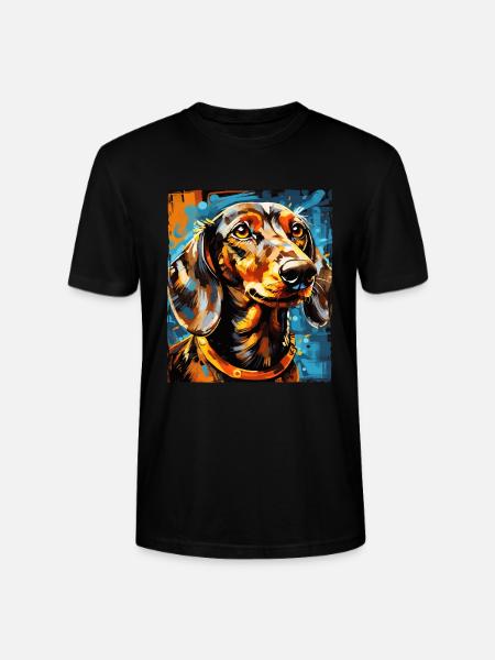Dachshund Dog Portrait Dachshund - Stanley/Stella CRAFTER Unisex Organic T-Shirt - black
