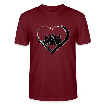 Black Heart Lotus - Stanley/Stella CRAFTER Unisex Organic T-Shirt - burgundy - Front - Alina (178cm) & Michal (187cm)