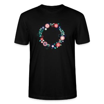 Create your own flower wreath - Stanley/Stella CRAFTER Unisex Organic T-Shirt - black - Front - Alina (178cm) & Michal (187cm)