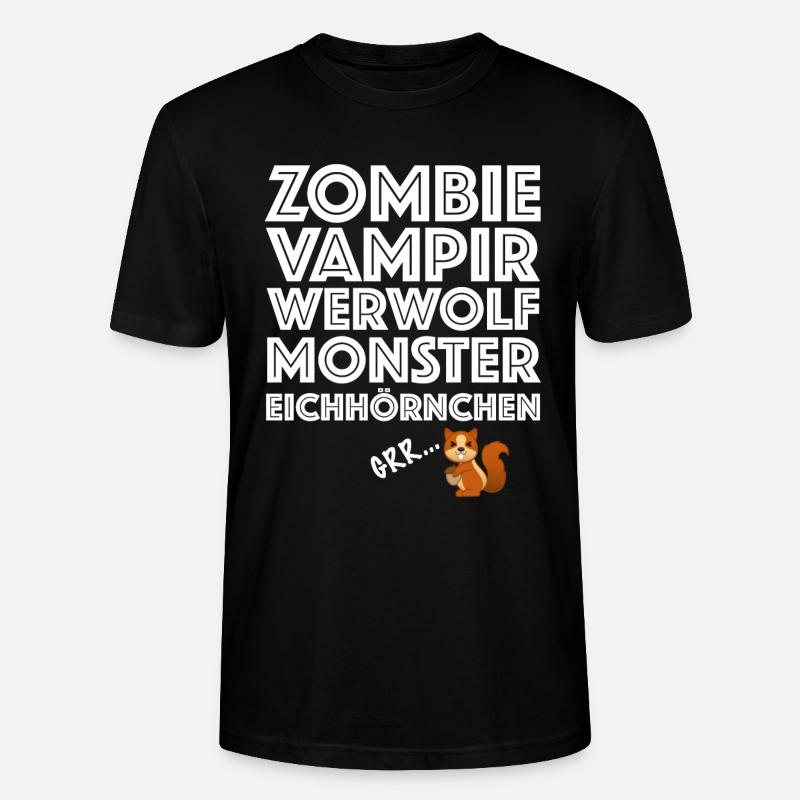 Eichhörnchen, Halloween Zombie Werwolf Monster - Stanley/Stella Unisex Bio-T-Shirt CRAFTER - Schwarz