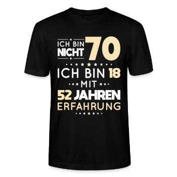 70. Geburtstag - Ich bin nicht 70 ich bin 18 - Stanley/Stella Unisex Bio-T-Shirt CRAFTER - Schwarz - Vorne - Alina (178cm) & Michal (187cm)