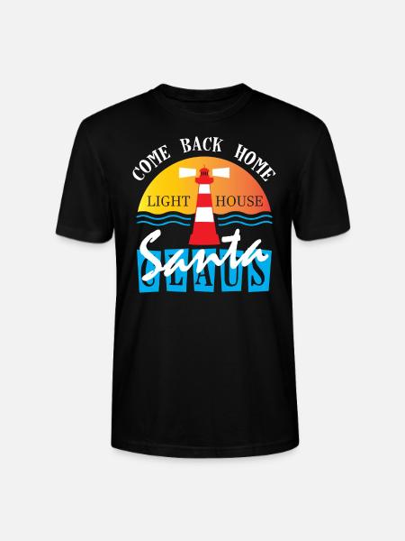 Lighthouse Santaclause Come Back Home - Stanley/Stella CRAFTER Unisex Organic T-Shirt - black
