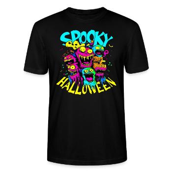 Vintage, retro „Spooky Halloween“ Design - Stanley/Stella Unisex Bio-T-Shirt CRAFTER - Schwarz - Vorne - Alina (178cm) & Michal (187cm)