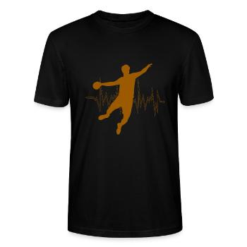 Herzschlag Handball - Stanley/Stella Unisex Bio-T-Shirt CRAFTER - Schwarz - Vorne - Alina (178cm) & Michal (187cm)