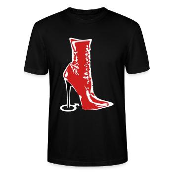 Stiefel der Herrin - Stanley/Stella Unisex Bio-T-Shirt CRAFTER - Schwarz - Vorne - Alina (178cm) & Michal (187cm)