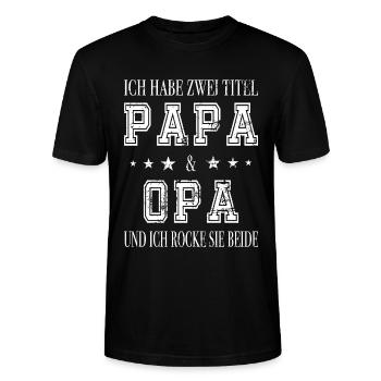 Papa & Opa in einer Person - Stanley/Stella Unisex Bio-T-Shirt CRAFTER - Schwarz - Vorne - Alina (178cm) & Michal (187cm)