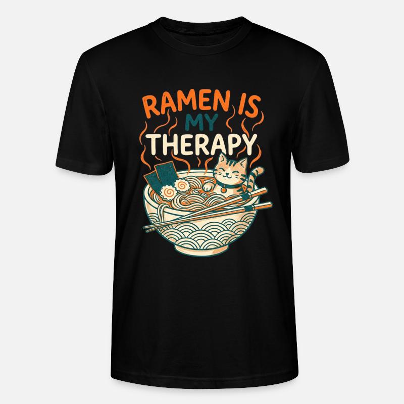Ramen Therapy Cat - T-shirt bio CRAFTER Stanley Stella Unisexe - noir